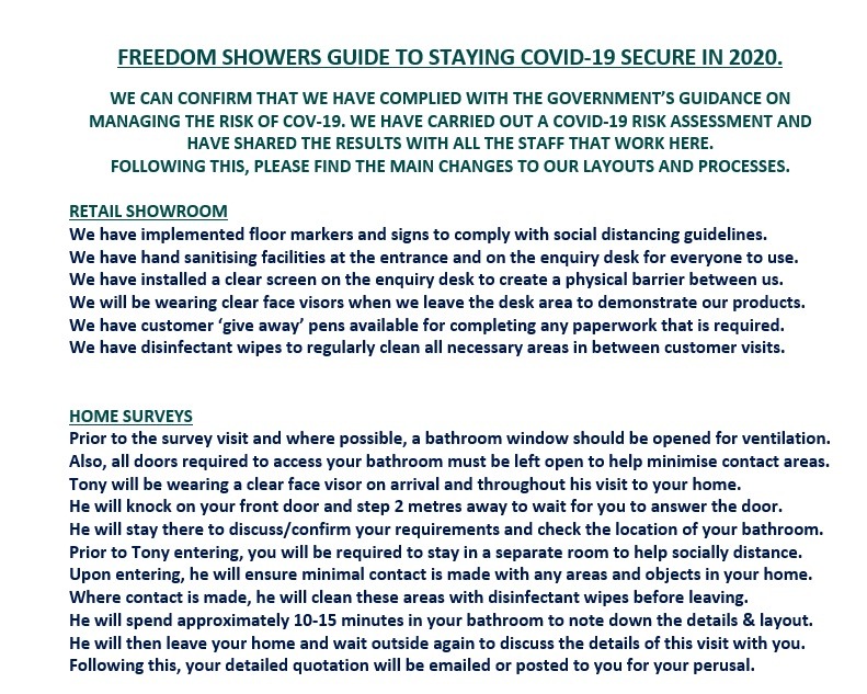 Freedom Showers Guide to Staying COVID19 secure in 2020 Freedom Showers